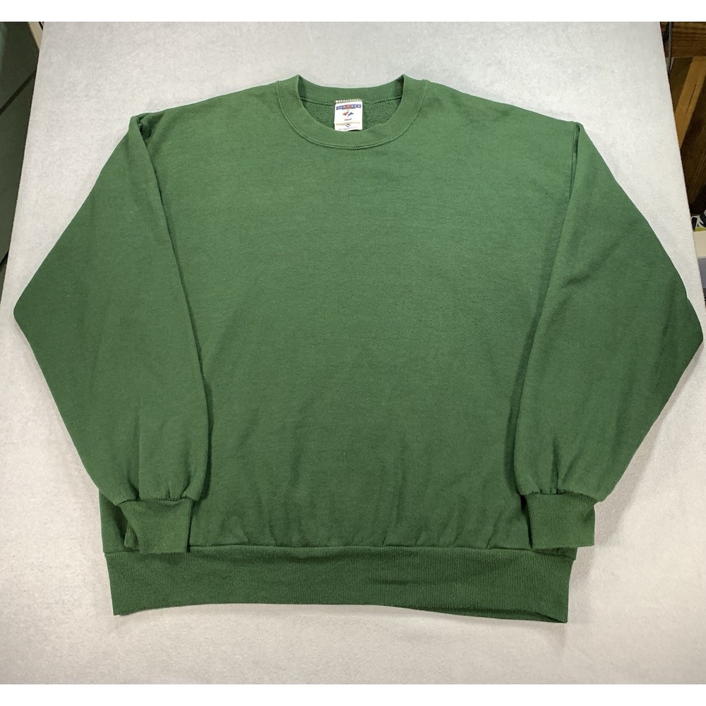 Vintage 90s Jerzees Green Blank NuBlend Crew Neck Sweatshirt Mens XL USA Made